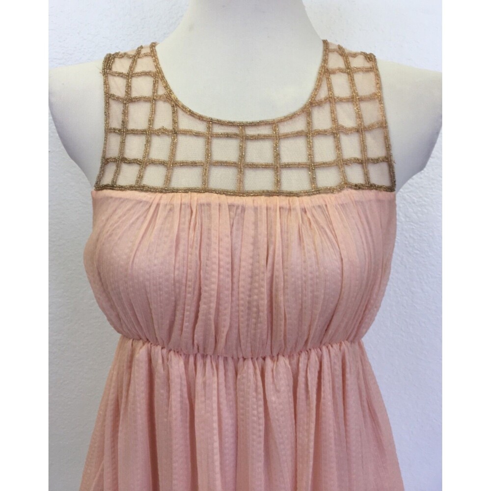 Alice Moon by Moon Collection Women's Dress Small Pink Peach Beaded Sleeveless - Picture 2 of 7